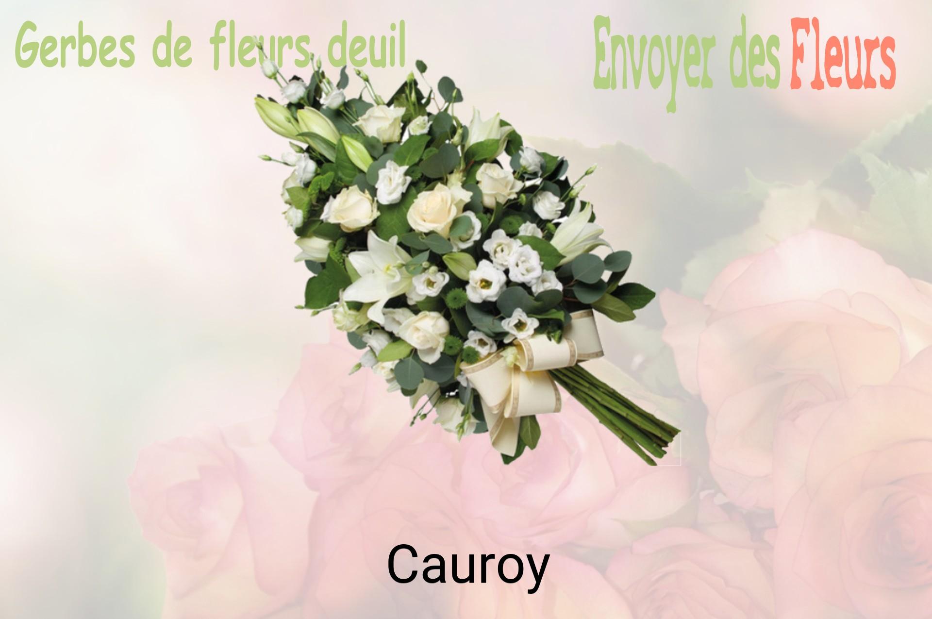 Gerbe de fleurs de deuil livrée à Cauroy